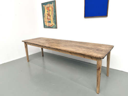 Table de ferme en pin massif, pieds fuseaux, France, années 1950, vue 4