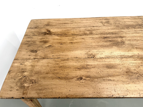 Table de ferme en pin massif, pieds fuseaux, France, années 1950, vue 12