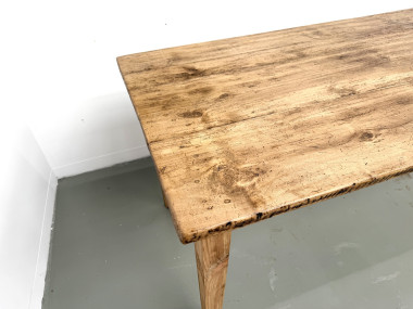 Table de ferme en pin massif, pieds fuseaux, France, années 1950, vue 13