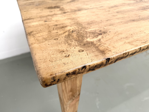 Table de ferme en pin massif, pieds fuseaux, France, années 1950, vue 14