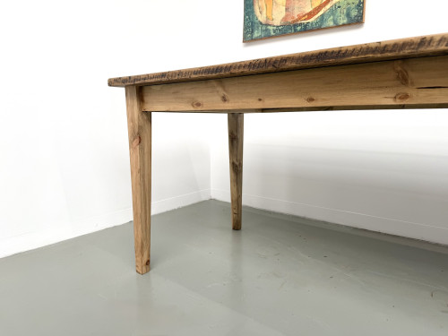 Table de ferme en pin massif, pieds fuseaux, France, années 1950, vue 22