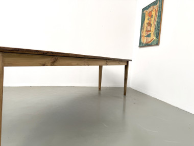 Table de ferme en pin massif, pieds fuseaux, France, années 1950, vue 29