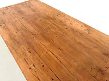Table de ferme en merisier massif, un tiroir, entretoise basse, France, années 1950, vue 8