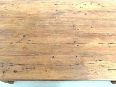 Table de ferme en merisier massif, un tiroir, entretoise basse, France, années 1950, vue 13