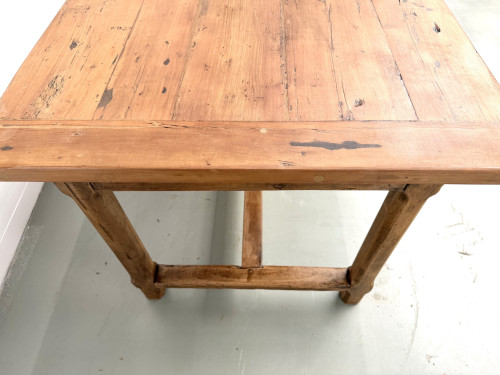Table de ferme en merisier massif, un tiroir, entretoise basse, France, années 1950, vue 17
