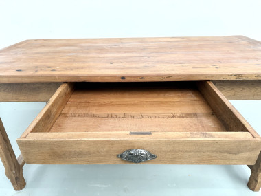Table de ferme en merisier massif, un tiroir, entretoise basse, France, années 1950, vue 21