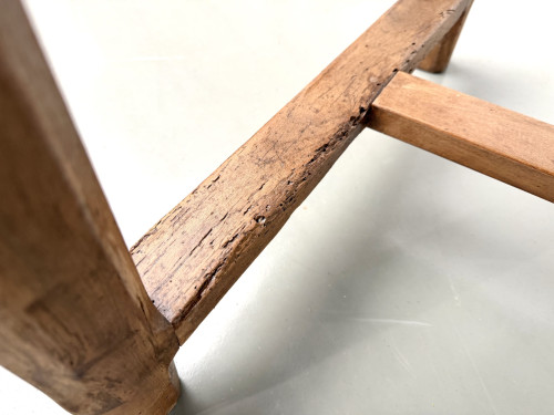 Table de ferme en merisier massif, un tiroir, entretoise basse, France, années 1950, vue 29