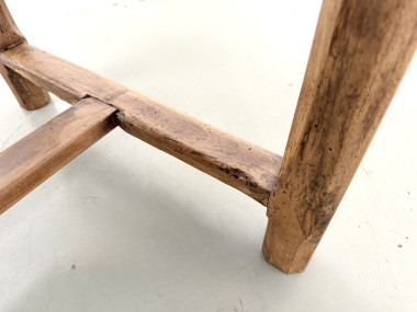 Table de ferme en merisier massif, un tiroir, entretoise basse, France, années 1950, vue 30