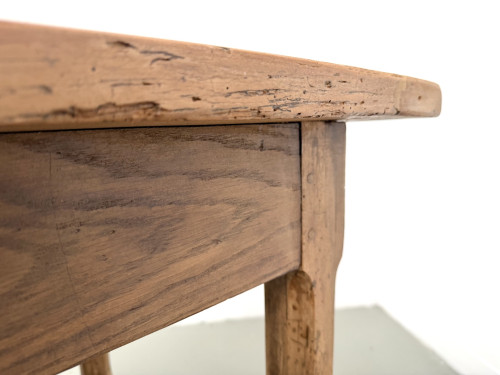 Table de ferme en merisier massif, un tiroir, entretoise basse, France, années 1950, vue 31