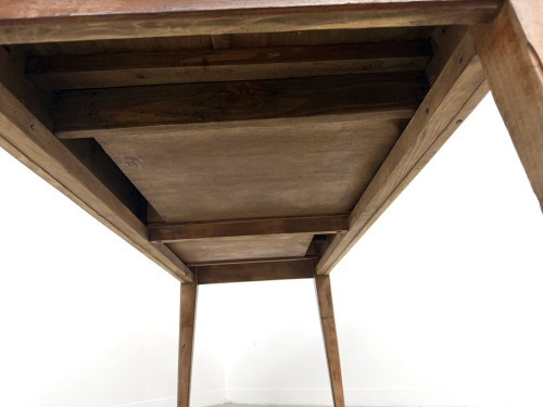 Table de ferme en pin massif, deux tiroirs, pieds cannelés, France, années 1950, vue 22