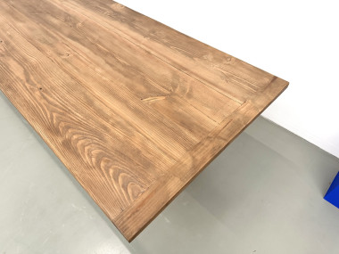 Grande table de réfectoire en pin et hêtre massif, piètement en X, France, années 1970, vue 6