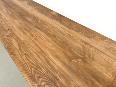 Grande table de réfectoire en pin et hêtre massif, piètement en X, France, années 1970, vue 7