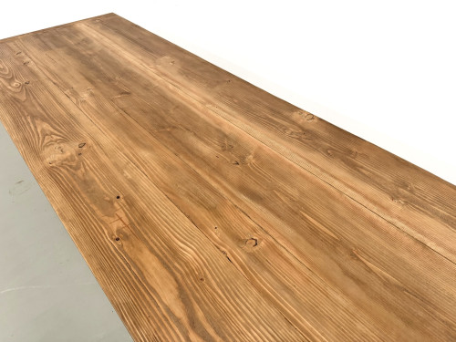 Grande table de réfectoire en pin et hêtre massif, piètement en X, France, années 1970, vue 8