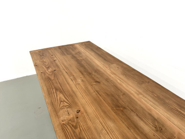 Grande table de réfectoire en pin et hêtre massif, piètement en X, France, années 1970, vue 9