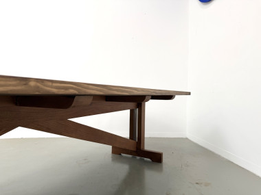 Grande table de réfectoire en pin et hêtre massif, piètement en X, France, années 1970, vue 25