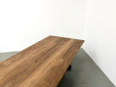 Grande table de réfectoire en pin et hêtre massif, piètement en X, France, années 1970, vue 26