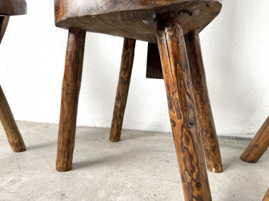 Trio de chaises d'alpage en pin massif, France, années 1950, vue 11