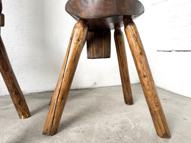 Trio de chaises d'alpage en pin massif, France, années 1950, vue 12