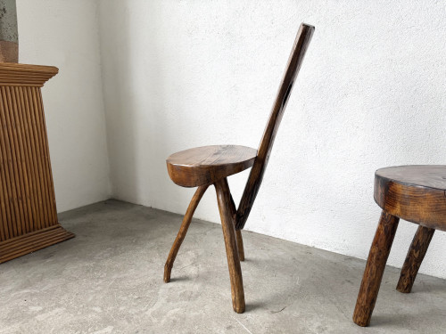 Trio de chaises d'alpage en pin massif, France, années 1950, vue 13