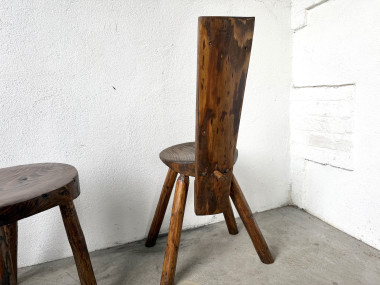 Trio de chaises d'alpage en pin massif, France, années 1950, vue 23