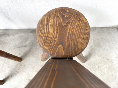 Trio de chaises d'alpage en pin massif, France, années 1950, vue 25