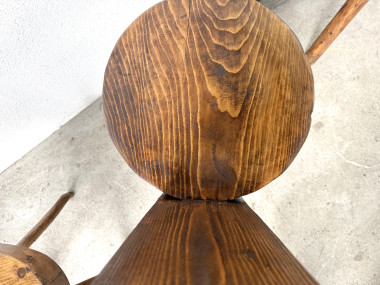 Trio de chaises d'alpage en pin massif, France, années 1950, vue 26