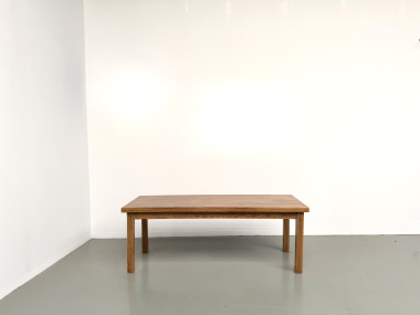 Table de ferme en chêne massif, pieds carrés, un tiroir, France, années 1960–1970, vue 2