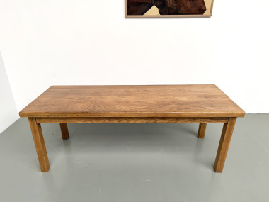 Table de ferme en chêne massif, pieds carrés, un tiroir, France, années 1960–1970, vue 3