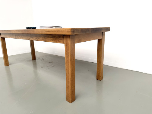 Table de ferme en chêne massif, pieds carrés, un tiroir, France, années 1960–1970, vue 7