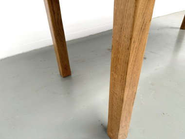Table de ferme en chêne massif, pieds carrés, un tiroir, France, années 1960–1970, vue 15