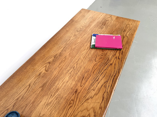 Table de ferme en chêne massif, pieds carrés, un tiroir, France, années 1960–1970, vue 21