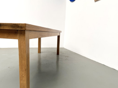 Table de ferme en chêne massif, pieds carrés, un tiroir, France, années 1960–1970, vue 22