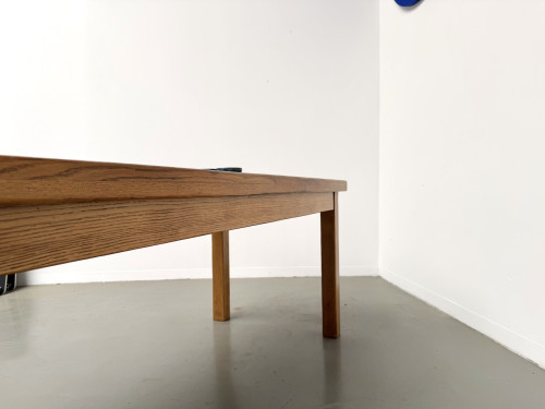 Table de ferme en chêne massif, pieds carrés, un tiroir, France, années 1960–1970, vue 23