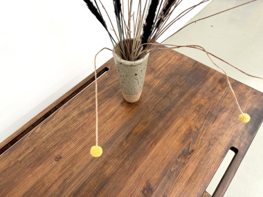 Table de métier en pin massif, plateau rainuré, finition brun satiné, années 1950-60, vue 9