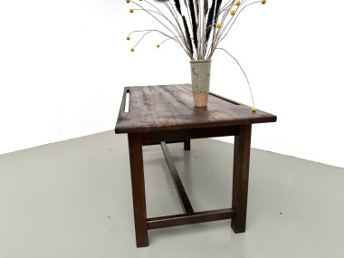 Table de métier en pin massif, plateau rainuré, finition brun satiné, années 1950-60, vue 21