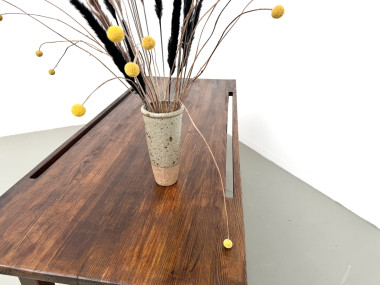 Table de métier en pin massif, plateau rainuré, finition brun satiné, années 1950-60, vue 22