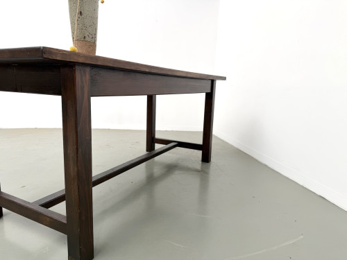 Table de métier en pin massif, plateau rainuré, finition brun satiné, années 1950-60, vue 23