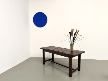 Table de métier en pin massif, plateau rainuré, finition brun satiné, années 1950-60, vue 26