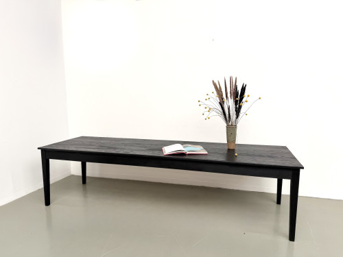 Grande table en bois brûlé Shou Sugi Ban - 300 X 90 cm, vue 1