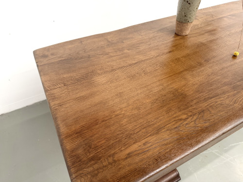 Table monastère en chêne massif, balustres tournés, France, années 1930, vue 12