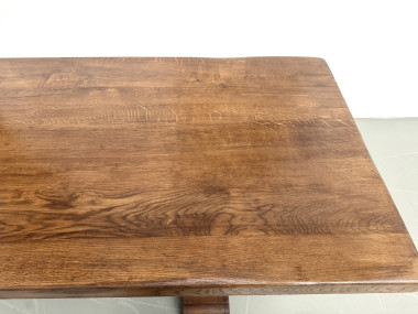 Table monastère en chêne massif, balustres tournés, France, années 1930, vue 14