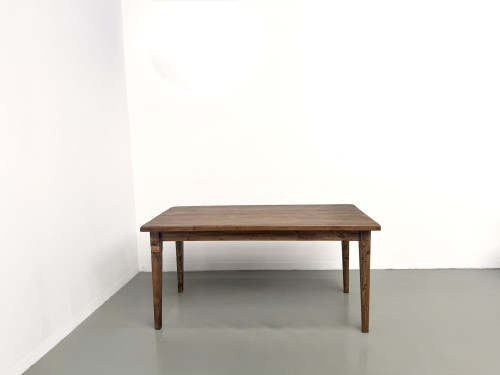 Table de ferme en chêne massif, pieds fuseaux en pin, France, années 1950, vue 1