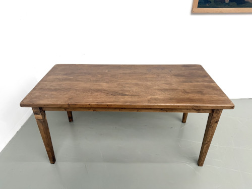 Table de ferme en chêne massif, pieds fuseaux en pin, France, années 1950, vue 2
