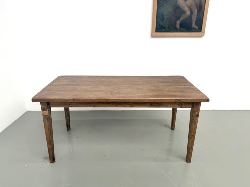 Table de ferme en chêne massif, pieds fuseaux en pin, France, années 1950, vue 10