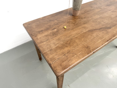 Table de ferme en chêne massif, pieds fuseaux en pin, France, années 1950, vue 14