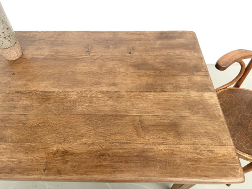 Table de ferme en chêne massif, pieds fuseaux en pin, France, années 1950, vue 16