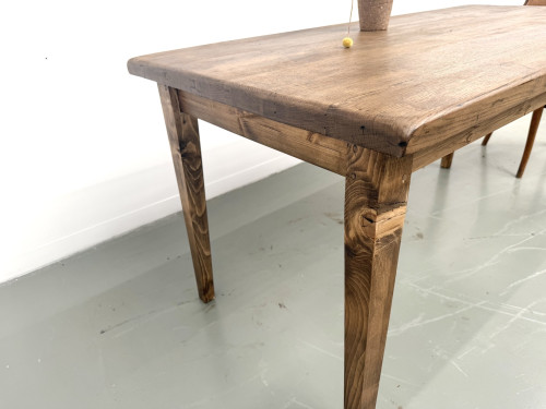 Table de ferme en chêne massif, pieds fuseaux en pin, France, années 1950, vue 24