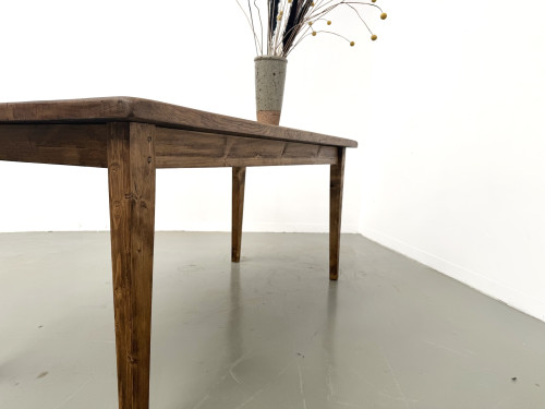 Table de ferme en chêne massif, pieds fuseaux en pin, France, années 1950, vue 27