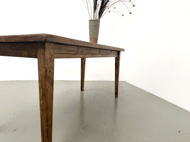 Table de ferme en chêne massif, pieds fuseaux en pin, France, années 1950, vue 27