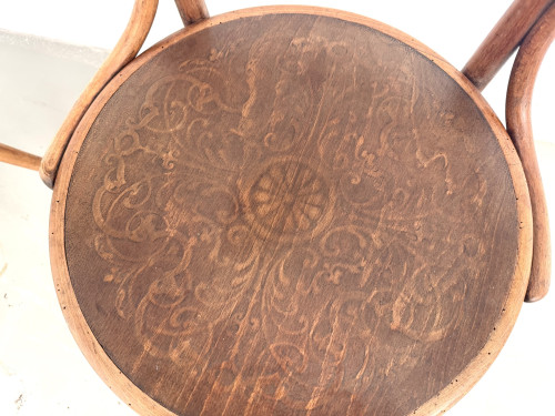 Paire de Fauteuils de Bureau Thonet – Hêtre Courbé & Assises Pyrogravées, vue 6